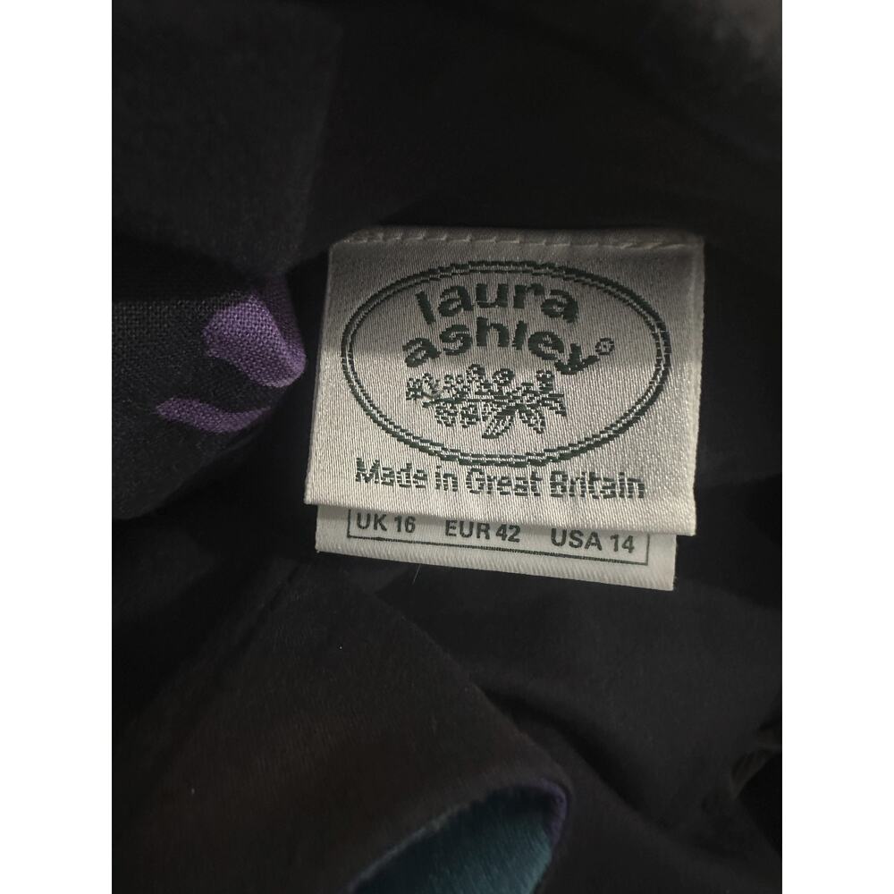 Vintage Laura Ashley Dark Floral 80's Style Dress Fit & Flare Rockabilly US 14 - Picture 14 of 16